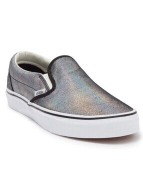 Vans Classic Shiny Holographic "Prism Suede" With Black Trim Slip Ons